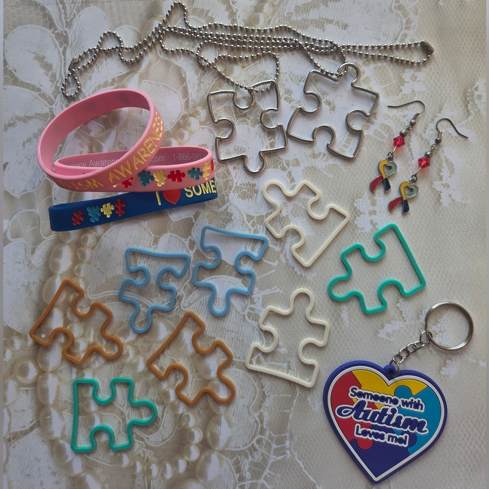 Autism Awareness Jewelry Set  Bracelets, Necklaces & Keychain Bundle